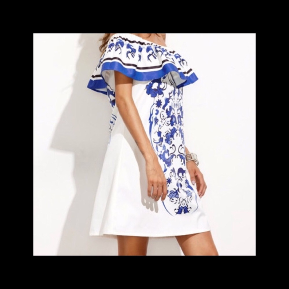 1 M left! Off shoulder print dress - Picture 5 of 6